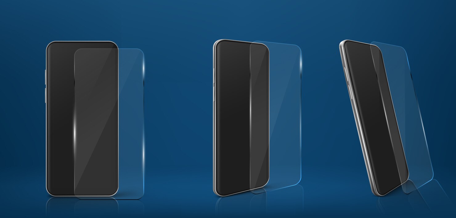 smartphone with glass screen protector film set 107791 1182